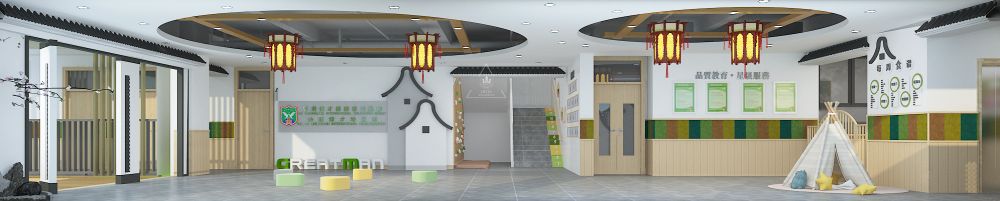 广东省汕头市充耀号伟才幼儿园接待大厅设计效果图
